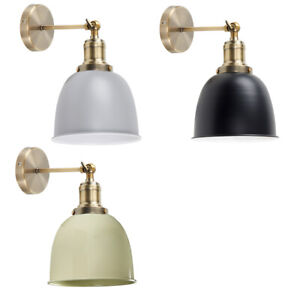 Metal Antique Brass Wall Lights Industrial Style with Gloss Shades Vintage Bulb