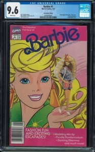Barbie #1 newsstand CGC 9.6 w polybag & Pink Card 1991 Marvel Romita cover