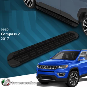 PEDANE LATERALI SOTTOPORTA MINIGONNE ALLUMINIO ABS PER JEEP COMPASS 2016+2023 - Photo 1/3