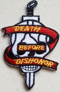 Patriotic Embroidered Biker Patch Death Before Dishonor Skull & Dagger - Picture 1 of 3