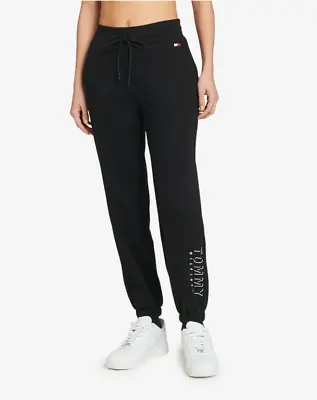 Tommy Hilfiger Women's Relaxed Graphic Joggers Embroidered Logo Black Small New • 21.88€