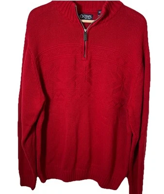 Chaps Mens  1/4 Zip Knit Sweater Size XL Red TW-1917) - Image 1 of 4