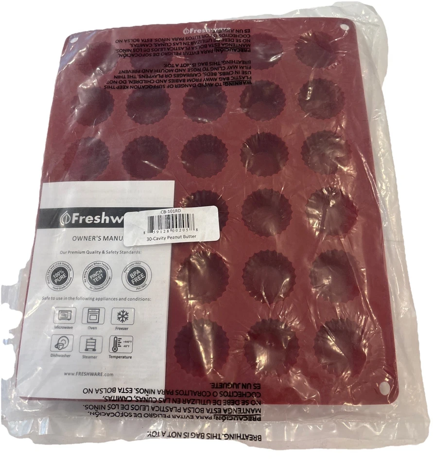 Silicone Molds Peanut Butter Cup [30 Cup] NEW  CB-101RD Freshware - Image 1 of 4