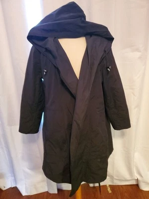 Jessica London Outerwear Black Raincoat w/ Hood Size 18 Women's Belted - Image 1 of 4
