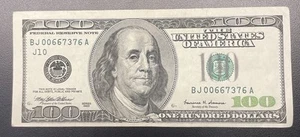 1999 $100 One Hundred Dollar Bill ~ Kansas City ~ BJ00667376A ~ Crisp Circulated - Picture 1 of 2