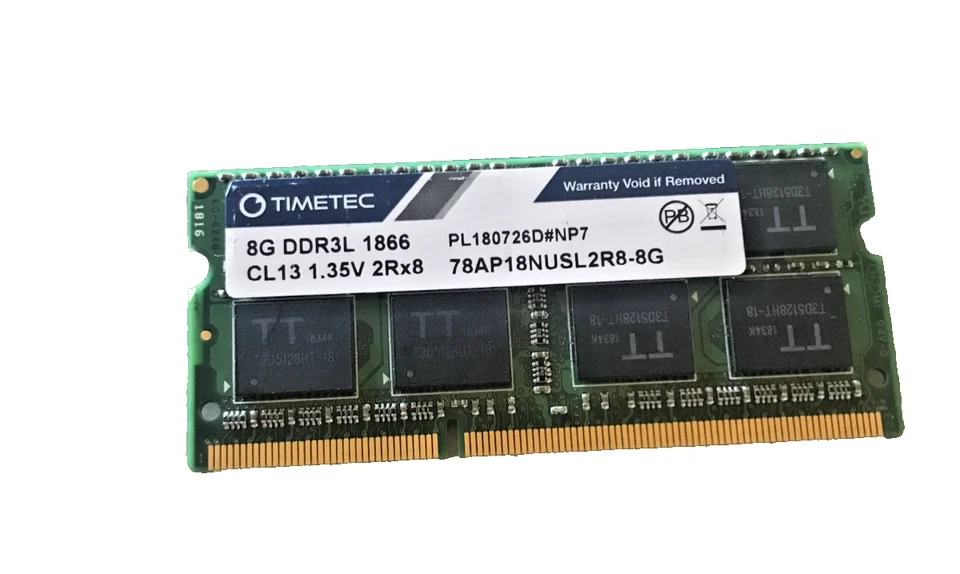 Timetec 8GB DDR3 1866MHz PC3-14900 Non-ECC 1.35V 2Rx8 SODIMM Apple Memory RAM - Image 1 of 1