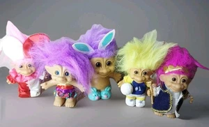 Vintage Russ & Dam Trolls Lot Of Five- Four 5" Dolls One 6"- 1980's And 1990's - Picture 1 of 7