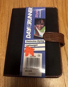 Vintage Day Runner Personal Organizer Black Brown Planner Snap 6 Ring NEW - Picture 1 of 7