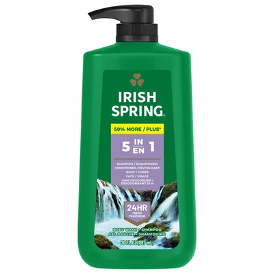 Средство для мытья тела для мужчин всех типов кожи Irish Spring 5 в 1 30 жидк. унций - Изображение 1 из 4