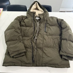 Cole Haan Signature Green Down Puffer Coat/Jacket With Hood Size Large - Picture 1 of 14