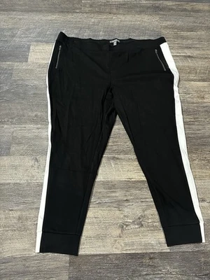 Lisa Rinna Collection - Contrast Stripe Knit Joggers BLACK Size 3X NEW! A353580 - Image 1 of 4