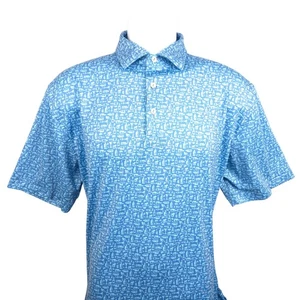 Peter Millar Mens Summer Comfort Blue All Over Martini Print Polo Shirt Medium - Picture 1 of 7