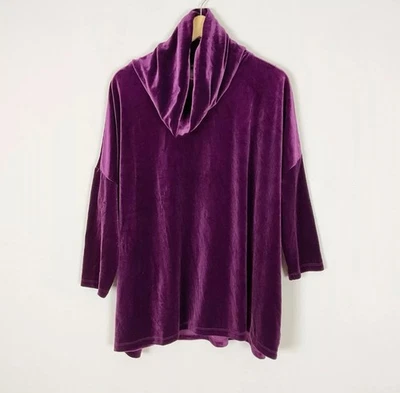 NUEVO Top Chico's Travelers cuello capucha terciopelo púrpura talla pequeña mediana para mujer Foto 1 de 3