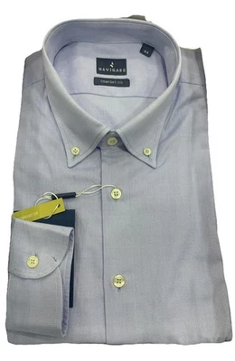 Camicia Uomo Navigare In Piquet Di Cotone Button Down Tessuto Nido D’ape - Immagine 1 di 4