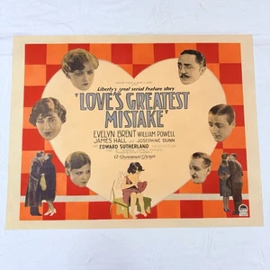 1927 Love’s Greatest Mistake Original 22x28 Stummfilm Poster Papierrücken - Bild 1 von 7