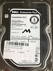 (X8) Dell ST4000NM0023 4TB 3.5" 6Gb/s 7.2K RPM SAS Hard Drive Dell P/N: 0DRMYH - Afbeelding 1 van 5