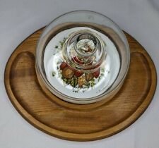 Vintage Cheese Cracker Wood Tray Dome Lid. Made in Japan Goodwood Boho Floral