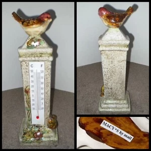Ceramic Indoor Outdoor Garden Thermometer with Birds & Flowers Macy’s By Mail B - Picture 1 of 10