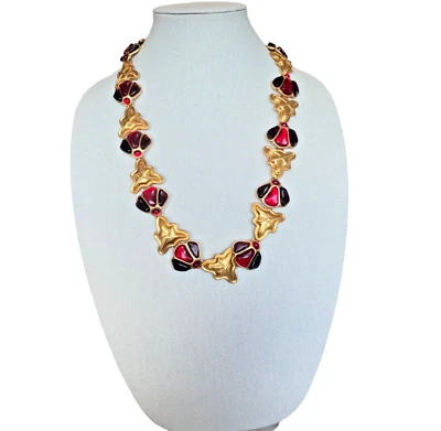 Anne Klain Couture signed vintage metal gold-tone statement necklace women OS - Image 1 of 4