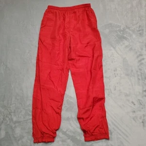 VTG Track Pants Mens M Red Sheet Lined Windbreaker Jogger Bottom Zip Y2K Retro - Picture 1 of 16