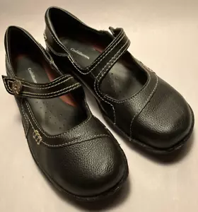 Croft & Barrow Sherell Women 7.5M Black Leather Slip On Cushion Mary Jane Flats - Picture 1 of 14