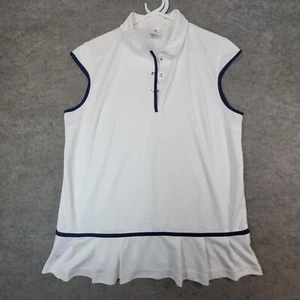 Daily Sports Shirt Womens Extra Large White Blue Sleeveless Snap Buttons - Picture 1 of 11