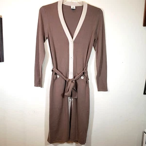 Cabi Genteel Sweater Long Duster Cardigan S Button Tan 6161 Granny Coastal  - Picture 1 of 7