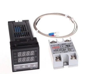 1PCS Digital PID Temperature Controller Thermostat REX-C100 + Max.40A SSR Relay - Picture 1 of 5