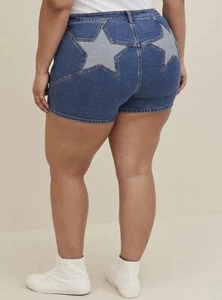 Torrid size 18 blue High Rise Midi Short Classic Denim Medium Wash New - Picture 1 of 2