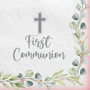 My First Communion Girl Lunch Napkins Paper 40 Per Pack 6 1/2" x 6 1/2" - Picture 1 of 1