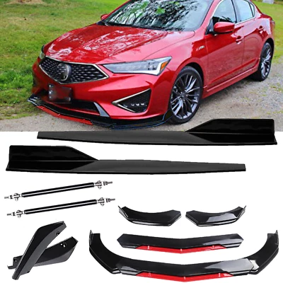 Front Rear Bumper Lip Spoiler Splitter Glossy Black Bod Kit For Acura TLX  H - Imagem 1 de 4