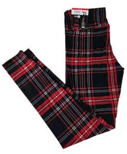 NWT NOBO Black & Red Plaid High Rise Sueded Ankle Legging Junior S (3-5) - Picture 1 of 4