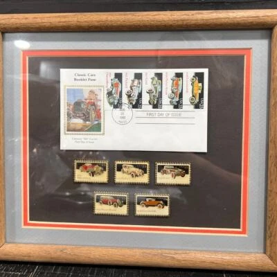 Classic Cars First Day of Issue of Stamps and Pins, Framed, AUG 25 1988 issue - Image 1 of 4