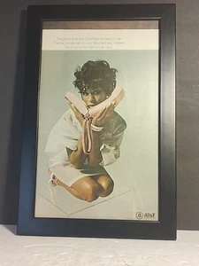 Vintage Trimline Telephone Ad Framed AT&T Bell System Pink Phone Picture 16x10.5 - Picture 1 of 4