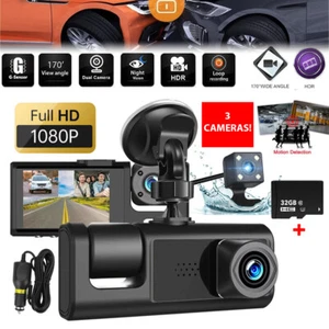 3 lenses Camara De Seguridad Para Carro Auto Delantero/Trasero/Interior Dash Cam - Picture 1 of 37