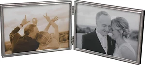 Double Thin Edge Silver Plated Picture Frame,Horizontal Standing,5 by 7 Inch,Vel - Picture 1 of 9