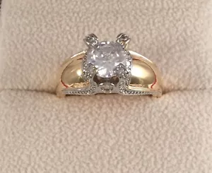 Vintage Jewellery Large Gold Ring Antique Deco Cocktail Dress Jewelry size 9 S - Picture 1 of 10