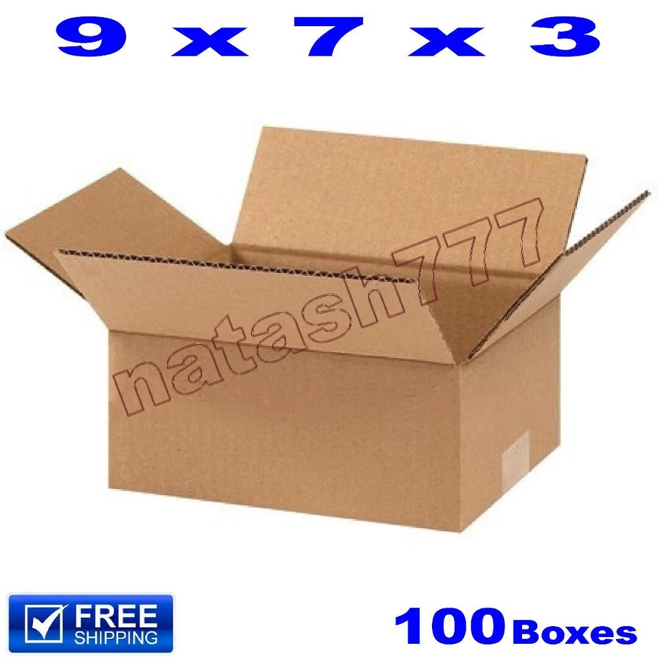 100 - 9x7x3 Cardboard Boxes 32ECT Mailing Packing Shipping Corrugated Carton - Image 1 of 1