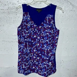 NWOT Fortune + Ivy Blouse Women Medium Blue Stitch Fix Floral V-Neck Button Top - Picture 1 of 7