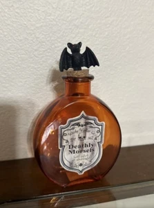Halloween Hexentrank Flasche Fledermausverschluss orange Glas tödliche Häppchen Requisite - Bild 1 von 4