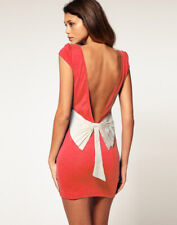 NEW PAPRIKA CORAL OPEN BOW BACK JERSEY BODYCON MINI DRESS PARTY SUMMER LOOK UK 8