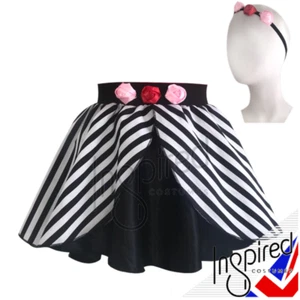 Halloween DÍA DE LOS MUERTOS Disfraz Blanco y Negro Rayas Falda Rosa Vestido Elegante - Imagen 1 de 1