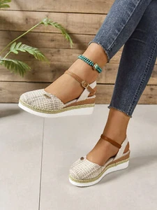 Women's Braided Wedge Espadrille Shoes - Picture 1 of 123