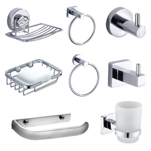 Bathroom Accessories Toilet Roll Holder Robe Coat Hooks Towel Ring Soap BKB - Picture 1 of 22