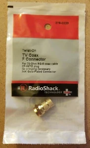 NEW! RadioShack RG6 Twist-On Gold Plate TV Coax Connector 278-0229 *FREE SHIP* - Picture 1 of 5