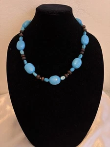 Sterling Silver and Howlite Stone Wood Collar Necklace - Picture 1 of 7
