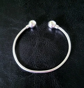 ⚪️BRACCIALE VINTAGE 925 STERLING 6" PICCOLO ESTREMITÀ A SFERA APERTA PETITE/BAMBINI - Foto 1 di 7