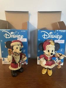 Disney Poliwoggs Mr & Mrs. Claus Minnie & Mickey Mouse 9” Figurines With Box - Picture 1 of 7