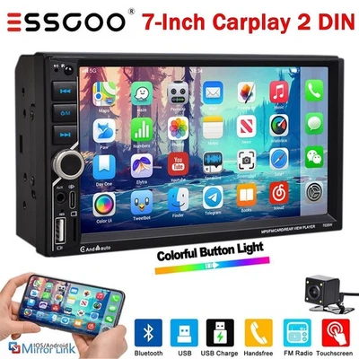 7" Double 2Din Apple CarPlay Car Stereo Radio Android Auto Touch Screen BT + Cam - Image 1 of 4