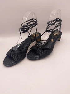 Vince Camuto Women's Lory Black Lace Strap Up Heeled Sandal Sz 6.5 - Picture 1 of 9
